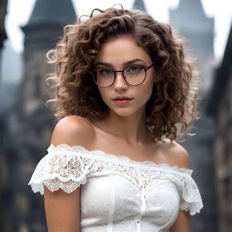 Premium Photo A Woman Wearing Glasses And A White Dress Is Standing