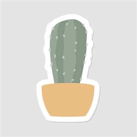 Cute Aesthetic Mini Cactus Sticker Isolated Illustration Flat Style