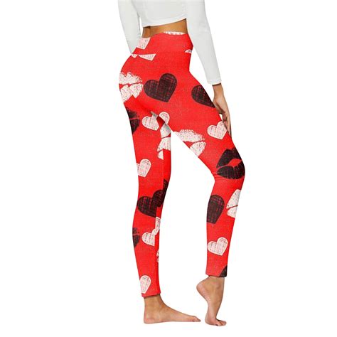 Kmaischai Fleece Lined Leggings Women Plus Size Womens Casual Comfort Pants Heart Print Sports