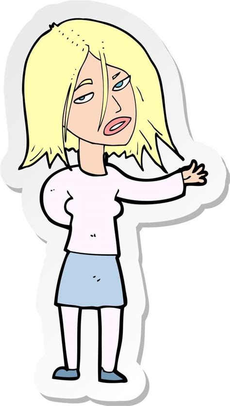 Sticker Of A Cartoon Unhappy Woman Vector Art At Vecteezy