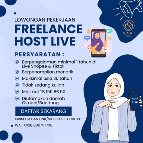 Lowongan Kerja Freelancer Host Live Shopee Tiktok Di Sari Fashion