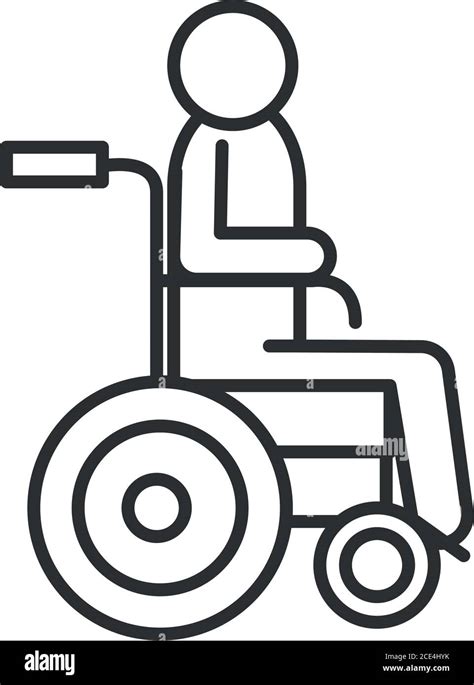 Disabled Person In Wheelchair World Disability Day Linear Icon Design