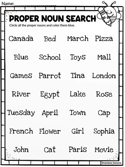 Proper Nouns Activity Proper Nouns Worksheet Possessive Nouns