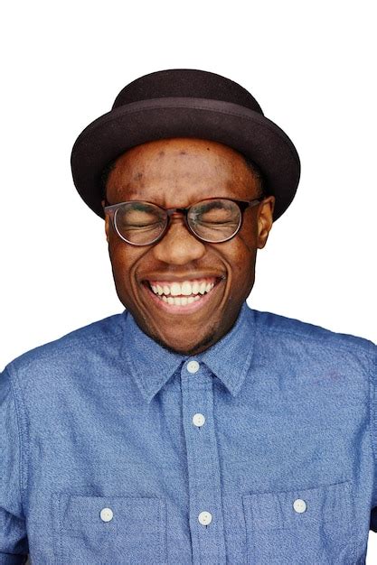 Premium Photo Close Up Of Cheerful Man Wearing Eyeglasses And Hat