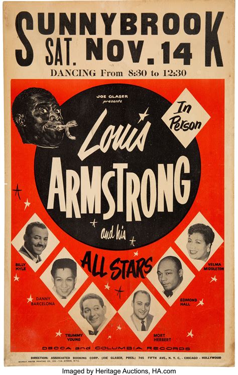 Louis Armstrong And His All Stars 1959 Pottstown Pa Concert Lot 90111