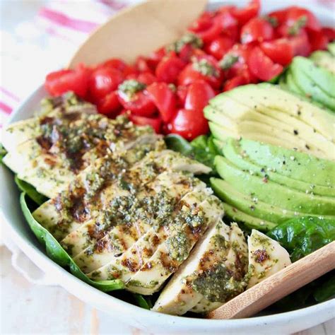 Pesto Chicken Avocado Salad Recipe WhitneyBond