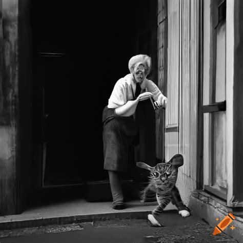 Meme Of Harold Chasing A Cat On A Busy Street On Craiyon