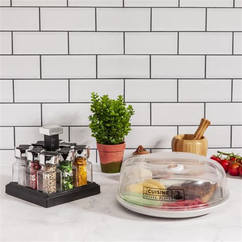 Carrousel Pices Rotatif Pots En Verre Noir Et Inox Support