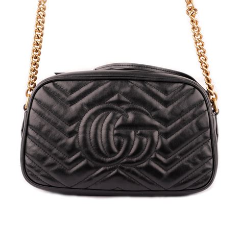 Gucci Black Matelasse Leather Marmont Crossbody Bag