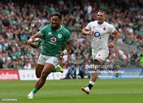 Bundee Aki Of Ireland Runs In To Score His Sides Opening Try During