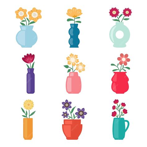 Premium Vector Set Of Flower Vase Vector