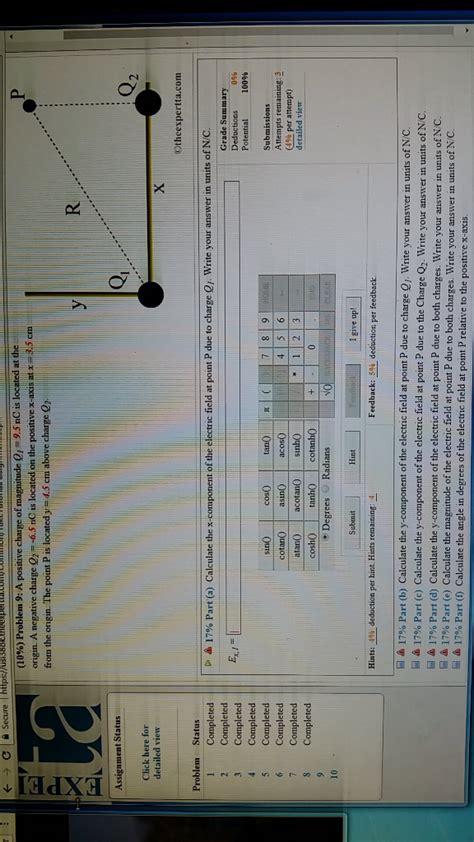 Solved 10 Problem 9 A Origin A Negative Charge。行 65 Nc