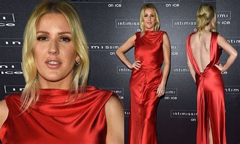 Ellie Goulding Goes Braless In Red Gown At Intimissimi Ice Party In