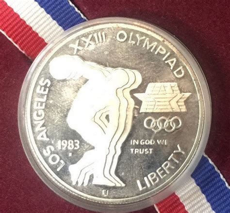 1983 Olympic Proof Silver One Dollar Discus Thrower Us Mint 1 Etsy