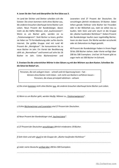 B Cherwurm Und Leseratte Allgemeine Deutsch Daf Arbeitsbl Tter Pdf Doc