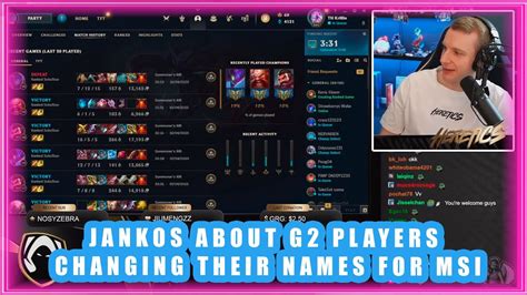 Jankos About G2 Players Changing Their Names For MSI YouTube