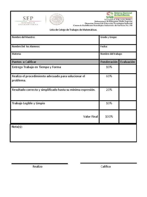 Pdf Lista De Cotejo De Trabajos De Matem Ticas Dokumen Tips