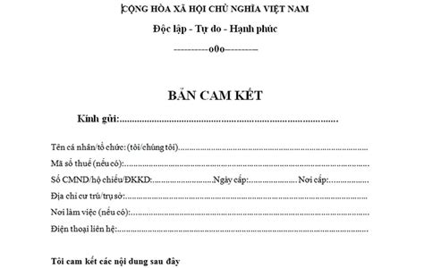 Cách Viết Mẫu Bản Cam Kết Giấy Cam Kết Chuẩn Mới Nhất