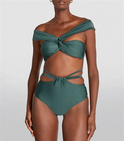 PatBO Green Cut Out Bikini Briefs Harrods UK