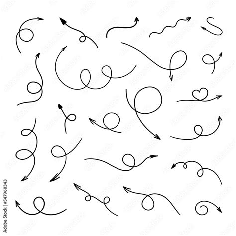 Arrow Vector Curly Arrows Vector Wavy Arrows Pointy Arrows With