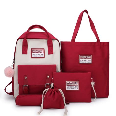 5 Piece Set High School Bags For Teenage Girls Can Grandado