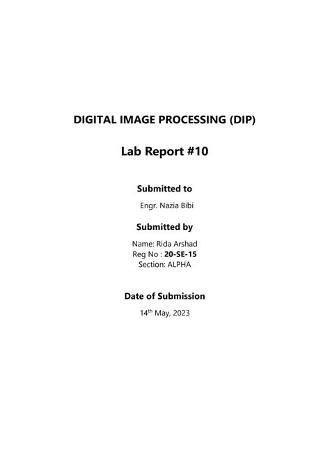 20 SE 15 DIP LAB 10 THESE ARE SOLVED DIGITAL IMAGE PROCESSING DIP