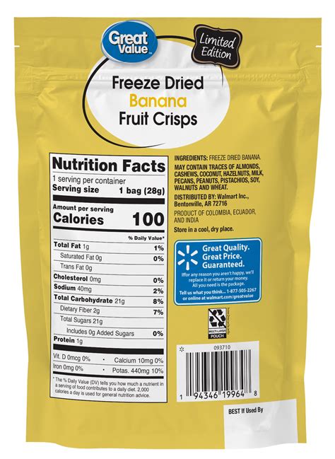 Great Value Freezed Dried Banana Meledy Fruit Crisps 100 Fruit 28g