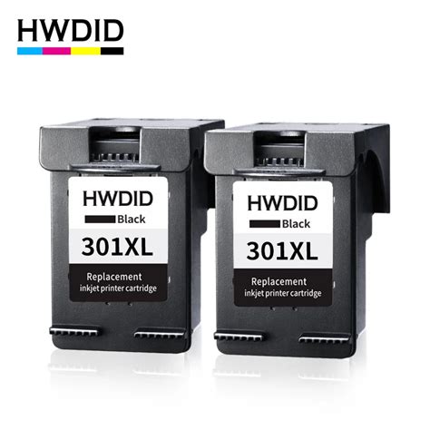 HWDID 2Pcs 301XL Refilled Ink Cartridge Black Replacement For HP 301 Xl