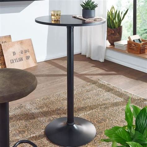 WOHNLING basse WOHNLING noire Table WOHNLING Ø 60 cm métal bois Table