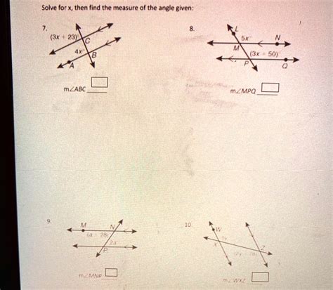 SOLVED Solve For X Then Find The Measure Of The Angle Given Solve