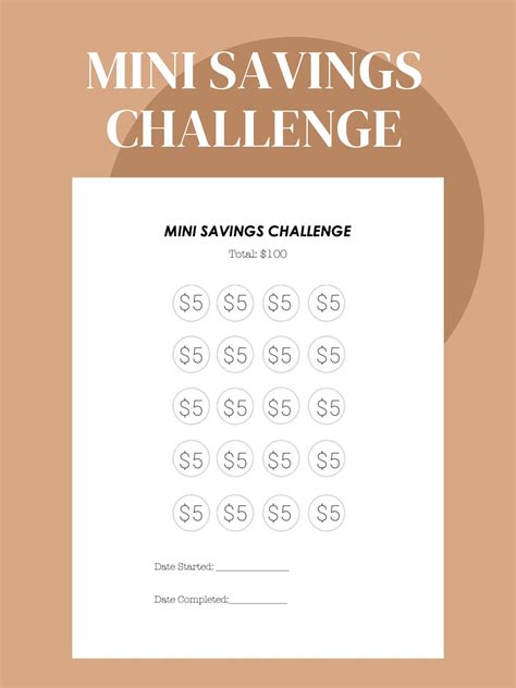 Mini Savings Challenge Pdf Template Savings Challenge Templates