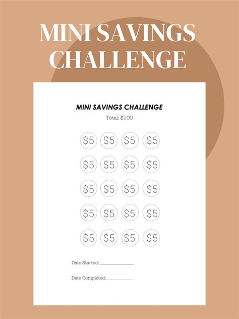 Mini Savings Challenge Free Printable Pdf