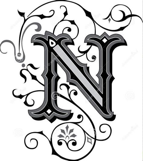 Fancy Letter N Tattoo Designs