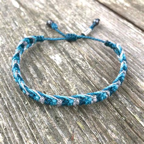 Braided Bracelet Aqua Silver RUMI SUMAQ Woven Beach Bracelets