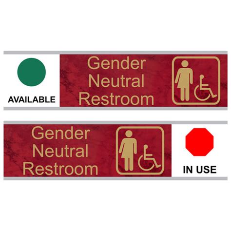 Gender Neutral Restroom Availablein Use Sliding Engraved Sign Egre 25516 Sym Slidegldonptwn