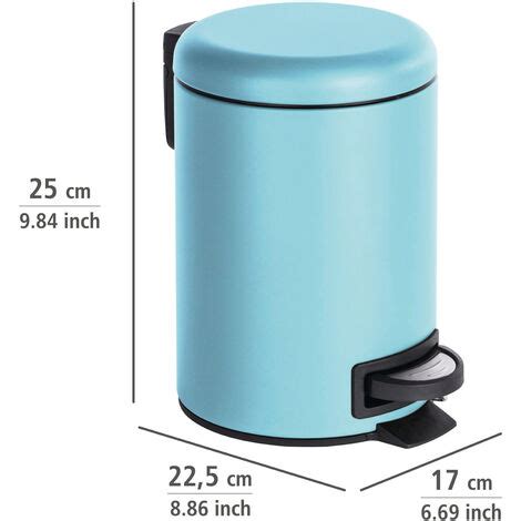 WENKO Petite Poubelle Salle de Bain à pédale 3L Leman bleu lot de 2