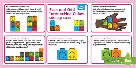 👉 Even And Odd Interlocking Cubes Challenge Cards