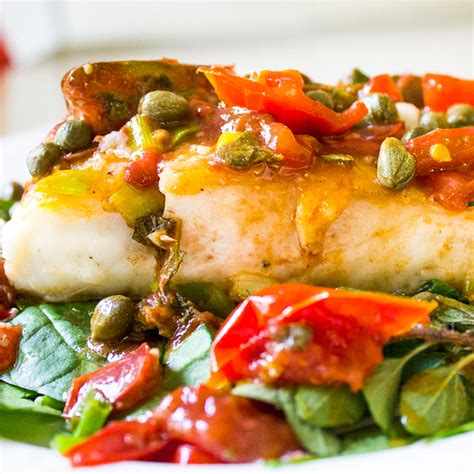 Roasted Halibut With Tomatoes And Capers Two Kooks In The Kitchen