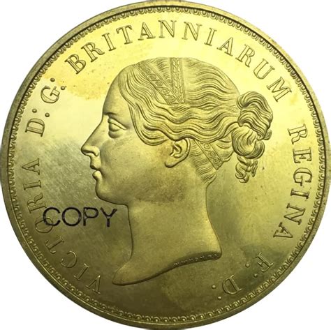 Coins Pounds Victoria Una And The Lion Plain Gold Brass Copy