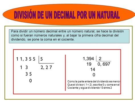 Me mola cuarto DIVIDIR UN NÚMEROS DECIMAL ENTRE UNO NATURAL