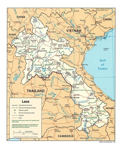 Detallado Mapa Pol Tico Y Administrativo De Laos Con Carreteras