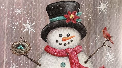 Snowman Christmas Acrylic Painting Live Tutorial Youtube