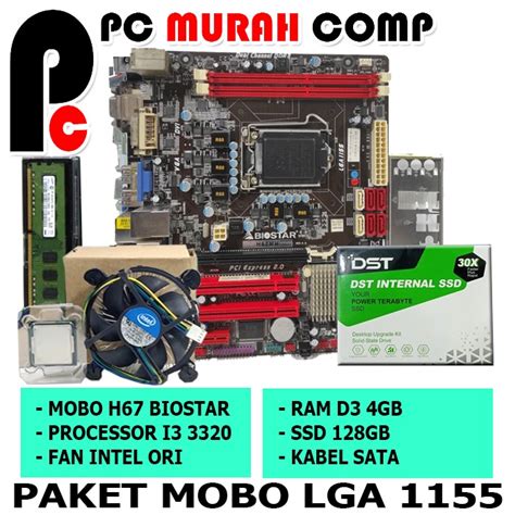 Jual Paket Mobo Motherboard Mainboard LGA 1155 H67 Paket Tanpa Casing