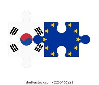 Connected Puzzle Flags Eu South Korea Stock Vector Royalty Free