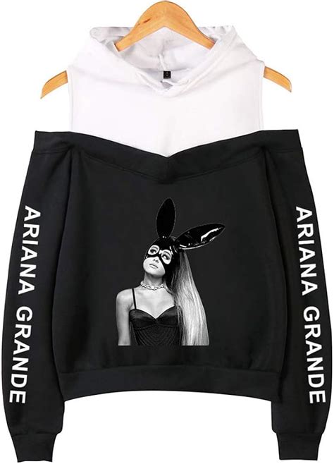 Forlove365 Womens Girls Ariana Grande Hoodie Long Sleeve Cold Shoulder