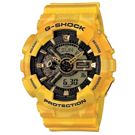 Rel Gio Casio Masculino G Shock Amarelo Camuflado Cron Grafo Anadigi