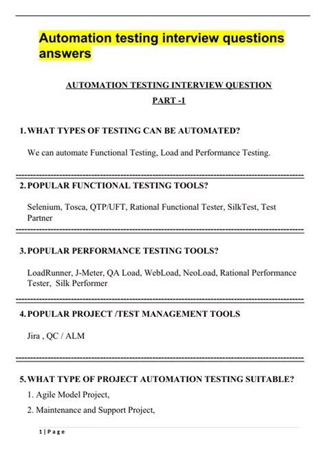 Automation testing interview questions answers - Manual testing - Stuvia US