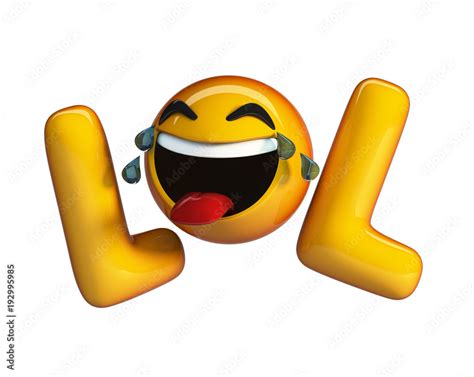 LOL emoji. Internet slang Acronym with Laughing Emoticon. 3d rendering ...