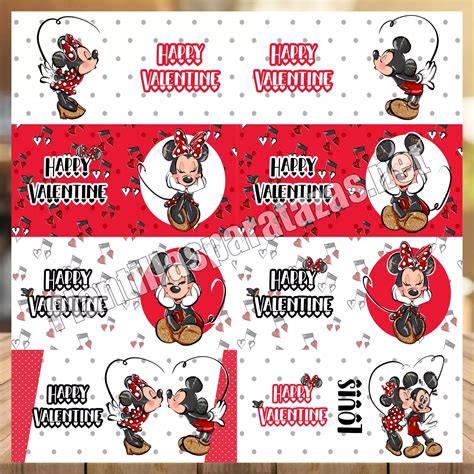 Plantillas para tazas de Mickey y Minnie en San Valentín