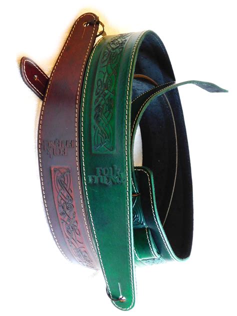 Folk Friend Leather Guitar Strap With Embossed Celtic Knot Pattern Finale Guitar